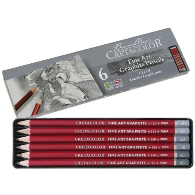 Crayons graphites "Cleos" beaux-arts étui - CRETACOLOR