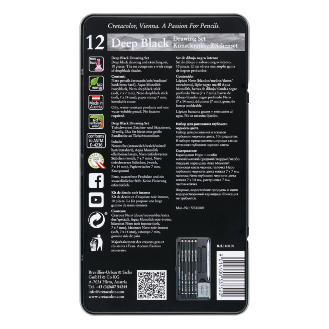 Kit de dibujo y bocetos - Deep Black Set - CRETACOLOR