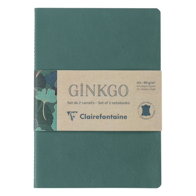 Set of 2 A5 Ginkgo notebooks - Clairefontaine Set of 2 A5 Ginkgo notebooks - Clairefontaine