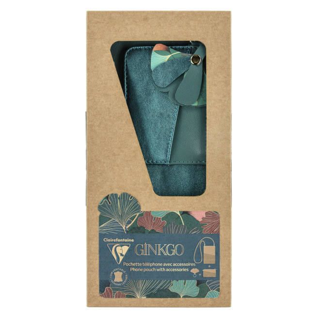 Sacoche pour téléphone + porte-cartes + porte-clés - Ginkgo - Clairefontaine