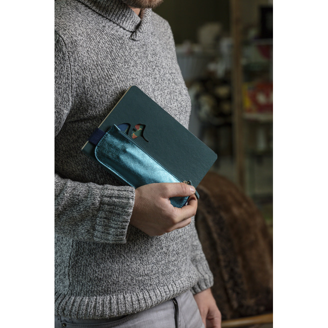 Reversible leather pencil case with elastic - Gingko - Clairefontaine Reversible leather pencil case with elastic - Gingko - Clairefontaine