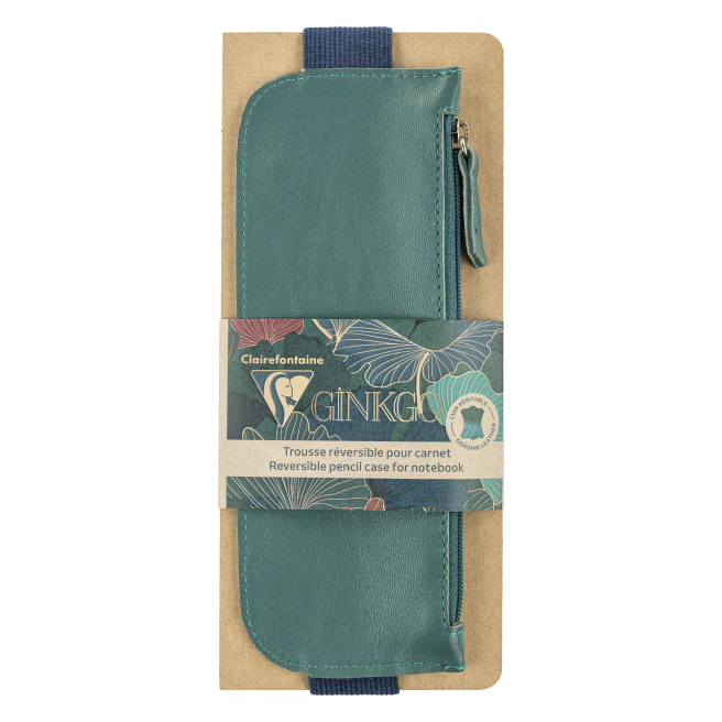 Estuche reversible de piel con elástico - Gingko - Clairefontaine