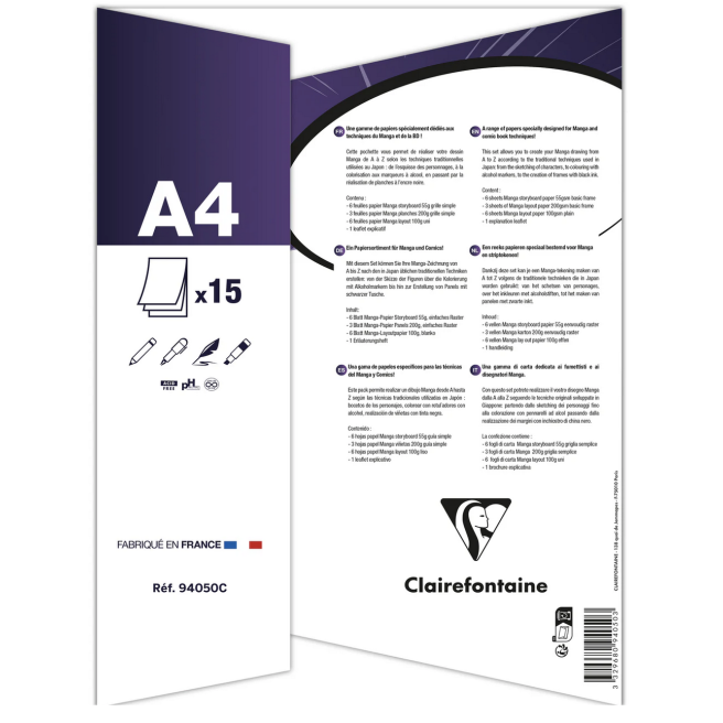 Estuche Mangaka Essential A4 - 15 hojas surtidas - Clairefontaine Estuche Mangaka Essential A4 - 15 hojas surtidas - Clairefontaine