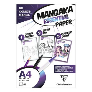 Estuche Mangaka Essential A4 - 15 hojas surtidas - Clairefontaine Estuche Mangaka Essential A4 - 15 hojas surtidas - Clairefontaine