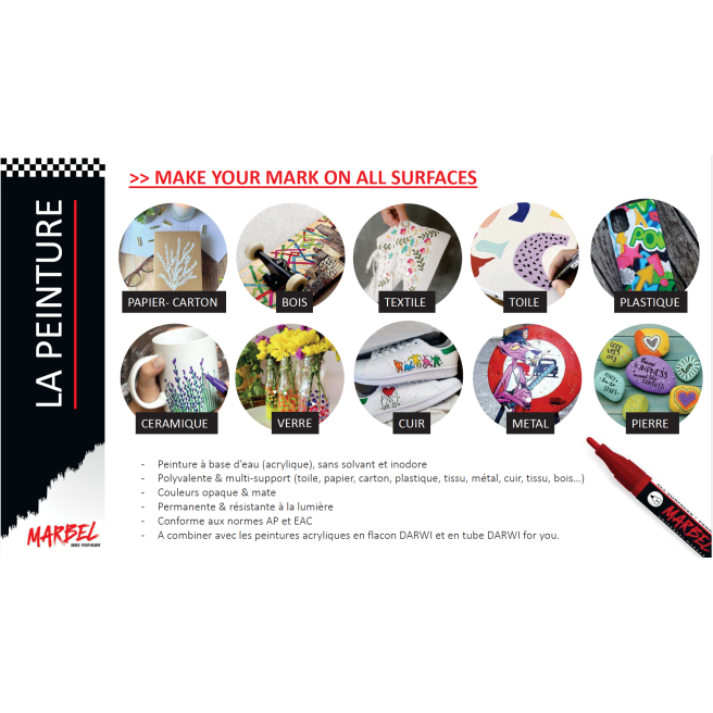 MARBEL Marqueur 2 mm Acrylique - Darwi