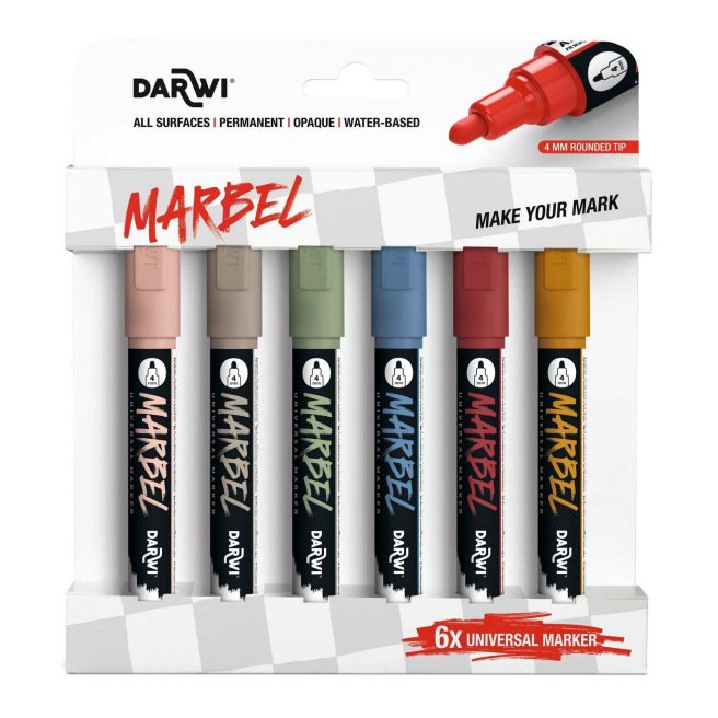 Set van 6 MARBEL markers - 4 mm