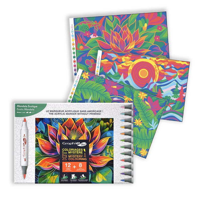 Kit Coloriages Mystère - Mandala Exotique - Graph'it