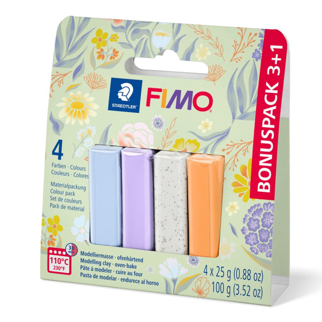 COFFRET FIMO 4X 25 G COULEURS - BONUS PACK 3+1