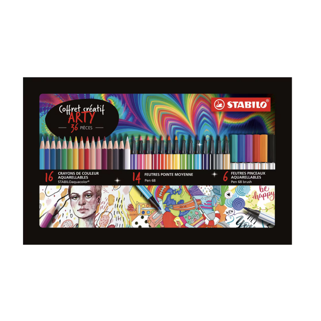 Stabilo Arty 36-delige creatieve metalen doos