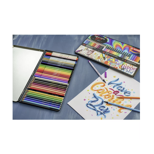 Stabilo Arty 36-delige creatieve metalen doos