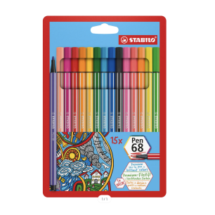 Assortiment van 15 STABILO Pen 68 viltstiften