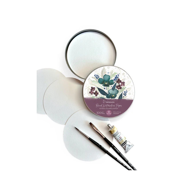 Boîte métal 30 feuilles papier Aquarelle rond 100% coton - Hahnemühle - Moulin du Coq