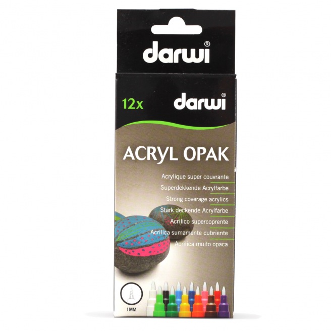 Marker acrylic marker, Darwi Acryl Opak, Black, 0.8 mm fine tip