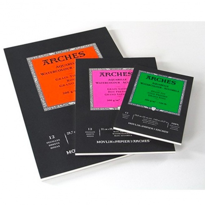 Bloc collé 1 côté 300g/m²- grain satiné - Arches Bloc collé 1 côté 300g/m²- grain satiné - Arches