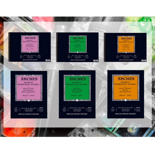 Bloc collé 1 côté 300g/m²- grain satiné - Arches Bloc collé 1 côté 300g/m²- grain satiné - Arches