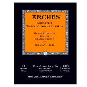 Bloc collé 1 côté 300g/m²- grain torchon - Arches  Bloc collé 1 côté 300g/m²- grain torchon - Arches