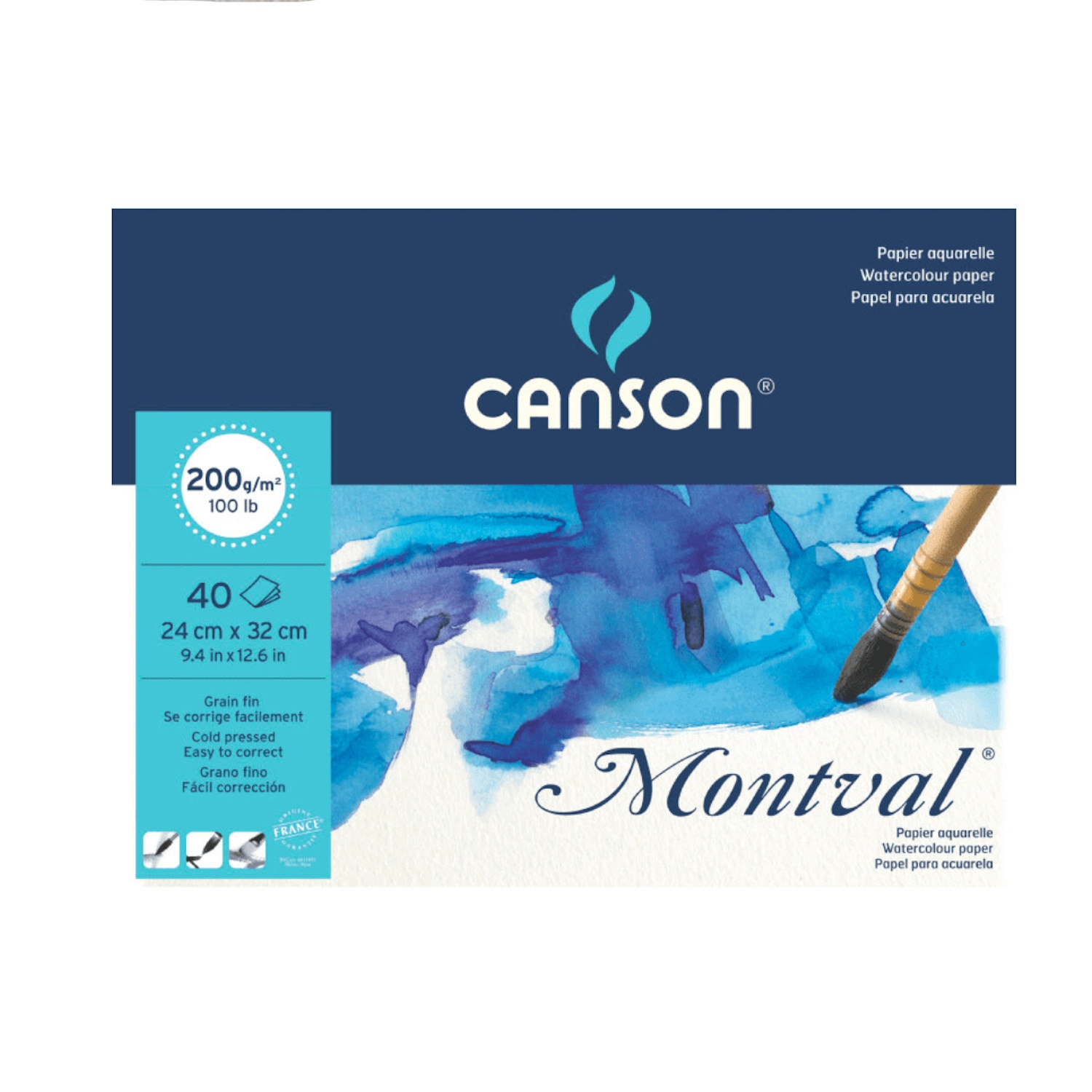 CANSON Montval Aquarelpapier, fijne korrel, 300 g/m², vel, A2-42 x 59,4 cm, crèmewit