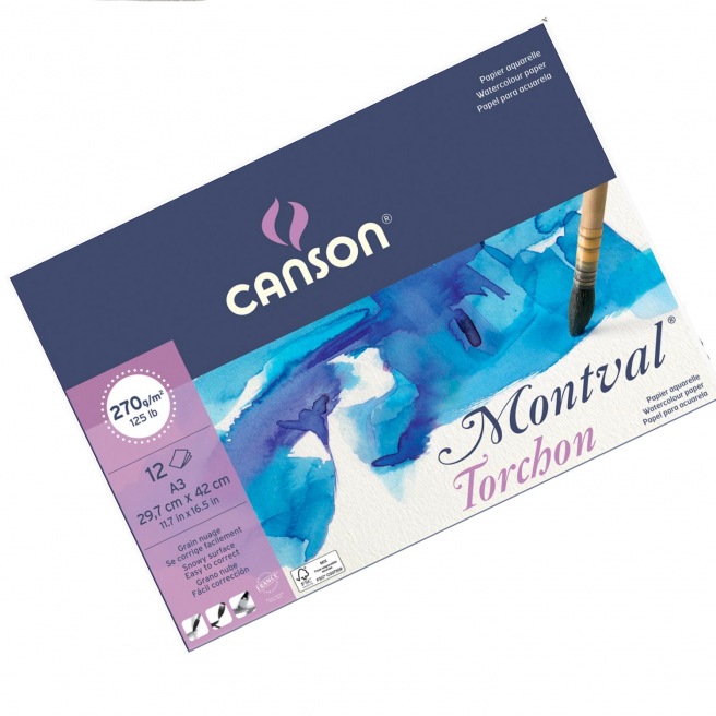 Bloc Canson® Montval - 270gr/m² - Grain TORCHON- Petit côté collé