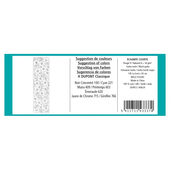 145 x 43 cm - Pongé 9 - Pré-serti 145 x 43 cm - Pongé 9 - Pré-serti