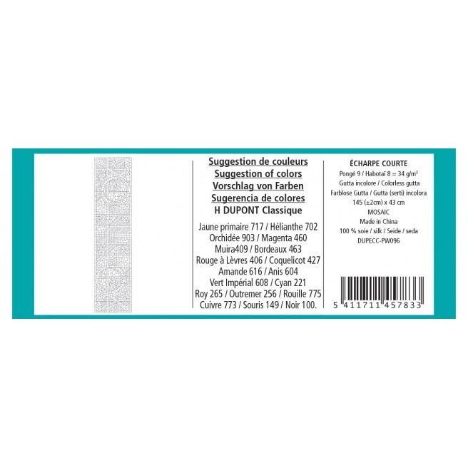 145 x 43 cm - Pongé 9 - Pré-serti 145 x 43 cm - Pongé 9 - Pré-serti