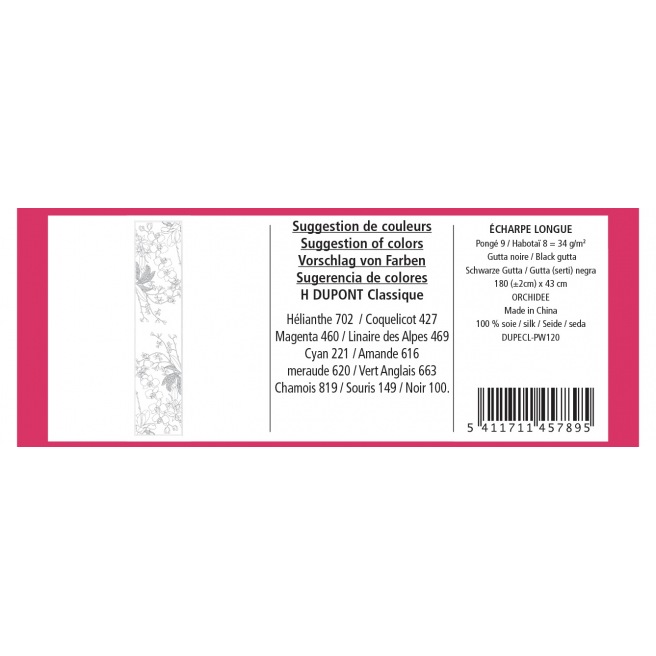 180 x 43 cm - Pongé 9 - Pré-serti 180 x 43 cm - Pongé 9 - Pré-serti