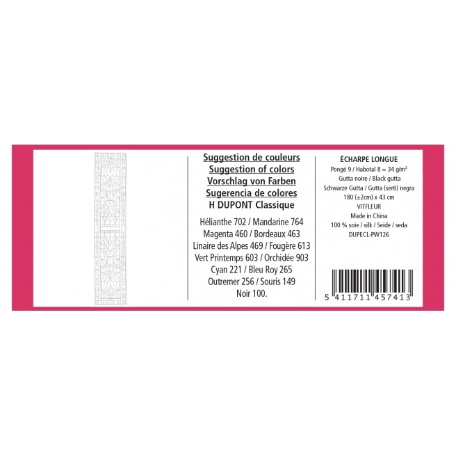 180 x 43 cm - Pongé 9 - Pré-serti 180 x 43 cm - Pongé 9 - Pré-serti