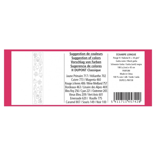 180 x 43 cm - Pongé 9 - Pré-serti 180 x 43 cm - Pongé 9 - Pré-serti