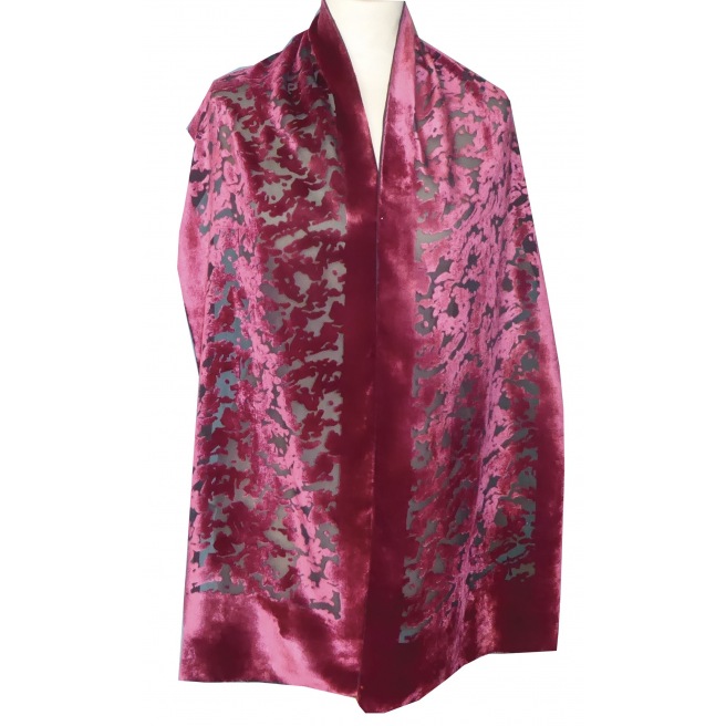 Echarpes en velours dévoré - Blanches à teindre - 180 x 32 cm