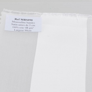 Mousseline Bandes satin pure soie - Au mètre Mousseline Bandes satin pure soie - Au mètre