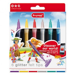 6 Bruynzeel glitter markers