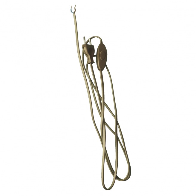 Fil électrique + interrupteur + prise - dore Fil électrique + interrupteur + prise - dore