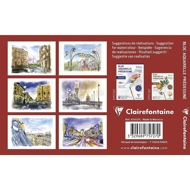 Aquarelle Prédessiné Bloc collé 15 feuilles - 300 gr Aquarelle Prédessiné Bloc collé 15 feuilles - 300 gr