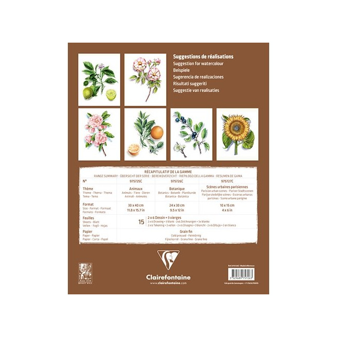 Aquarelle Prédessiné Bloc collé 15 feuilles - 300 gr Aquarelle Prédessiné Bloc collé 15 feuilles - 300 gr