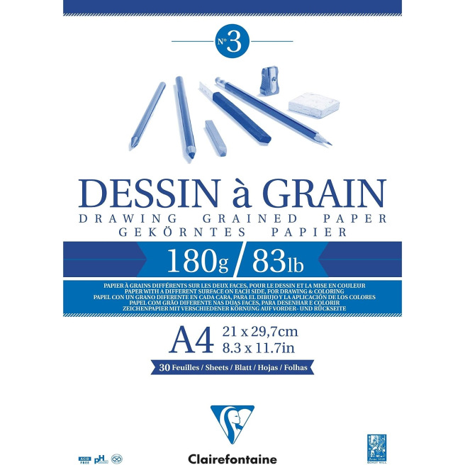 Grain drawing glued block 30 sheets - Clairefontaine