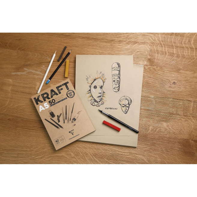 Kraft bloc collé 100F - 90g - Clairefontaine Kraft bloc collé 100F - 90g - Clairefontaine