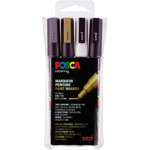 Pochette de 4 POSCA pointe conique fine PC-3M Metal