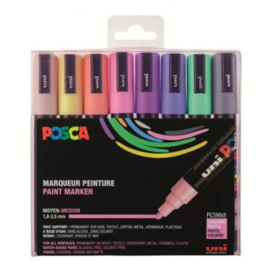Pochette de 8 POSCA pointe conique moyenne PC-5M pastels