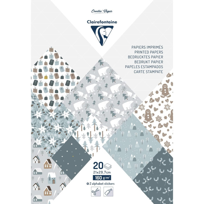 A4 printed creative paper - Block of 20 f. -Clairefontaine