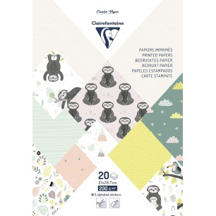 Papel creativo impreso A4 - Bloque de 20 f. -Clairefontaine Papel creativo impreso A4 - Bloque de 20 f. -Clairefontaine
